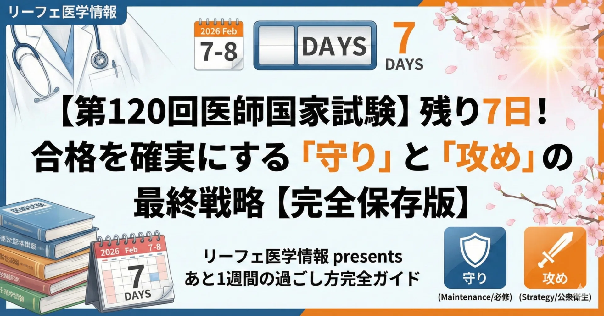 第120回医師国家試験】残り7日！合格を確実にする「守り」と「攻め」の