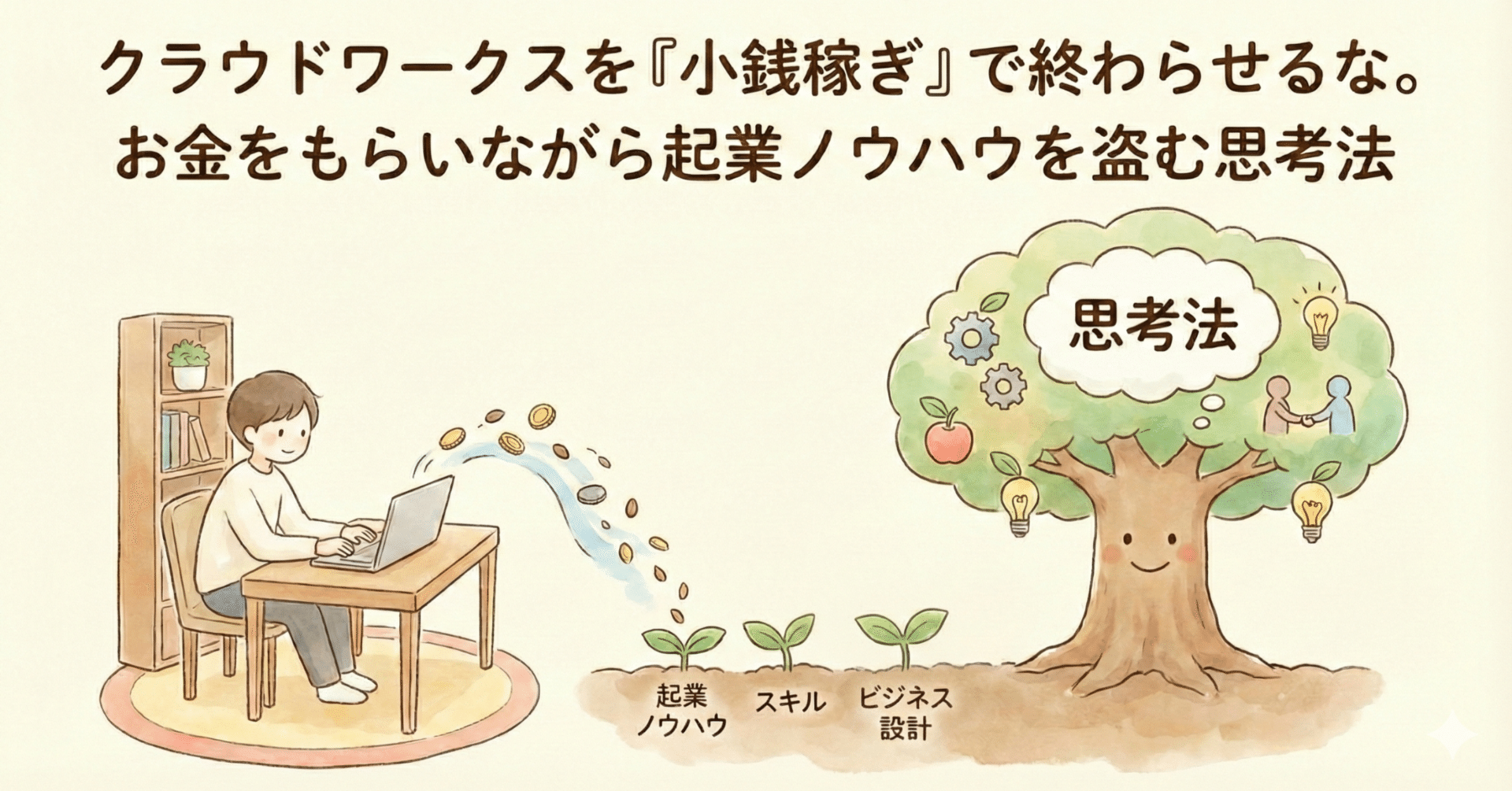 クラウドワークスを『小銭稼ぎ』で終わらせるな。お金をもらいながら起業ノウハウを盗む思考法｜石橋たた君☆サイドFIRE目指す☆