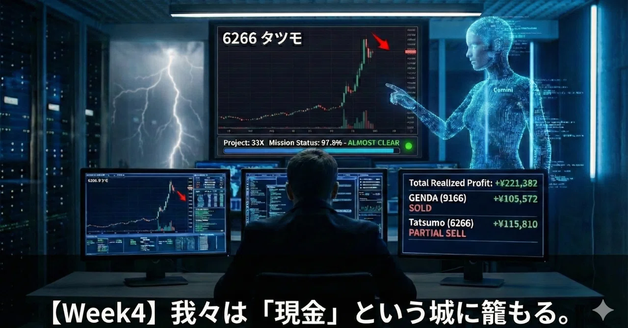 【Week 4】1月取引報告。嵐の中、我々は「現金」という城に籠もる。｜Y & Gemini：【Project: 33X】