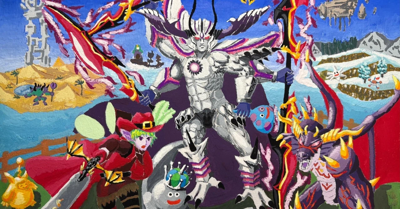 はぐれメタルキングと闇竜シャムダの絵を描く｜奇人
