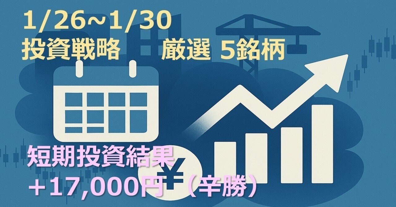1/26~1/30：短期投資結果】2勝3敗でも＋1.7万円。勝敗を分けた「要因を考察」し、パッケージ戦略の有効性｜たぬきち
