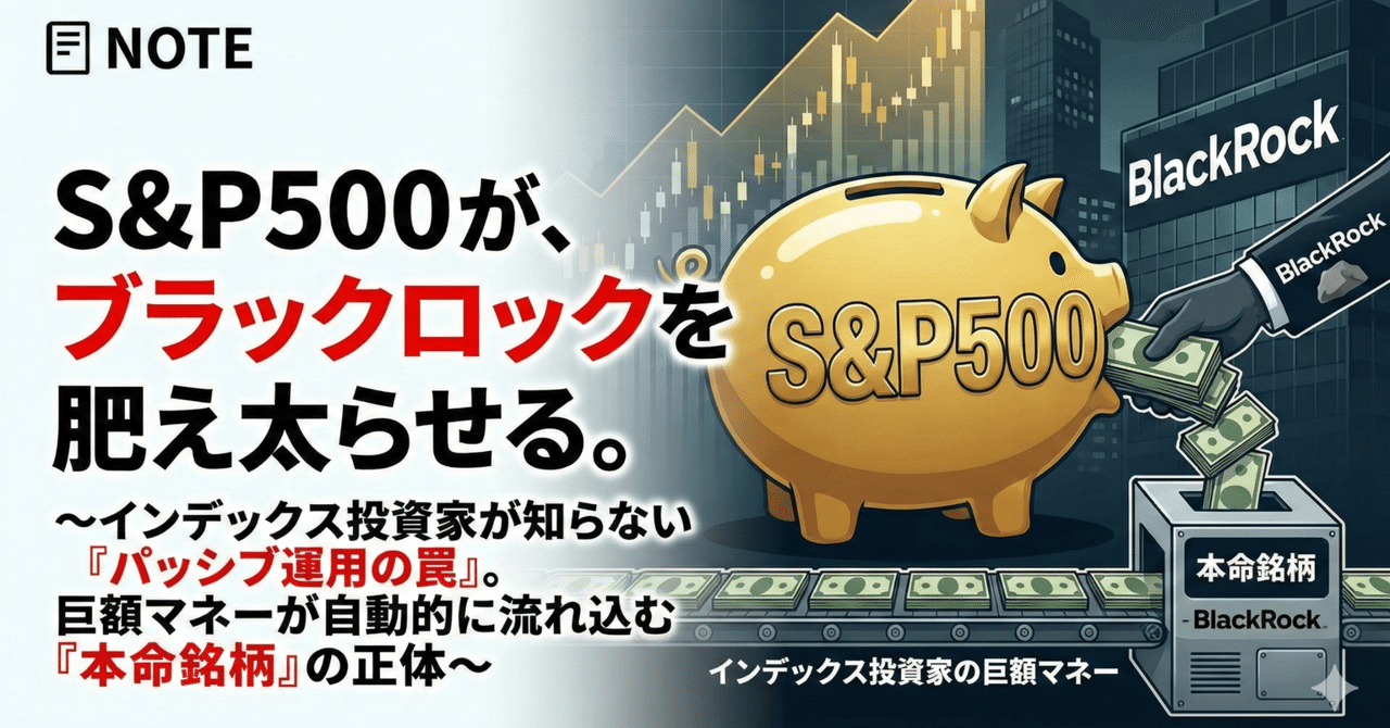 あなたのS&P500が、ブラックロックを肥え太らせる。～インデックス投資 家が知らない「パッシブ運用の罠」。巨額マネーが自動的に流れ込む「本命銘柄」の正体～｜日本個別株デューデリジェンスセンター