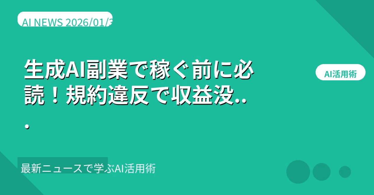 保存版】生成AI副業で稼ぐ前に必読！規約違反で収益没収されないための 
