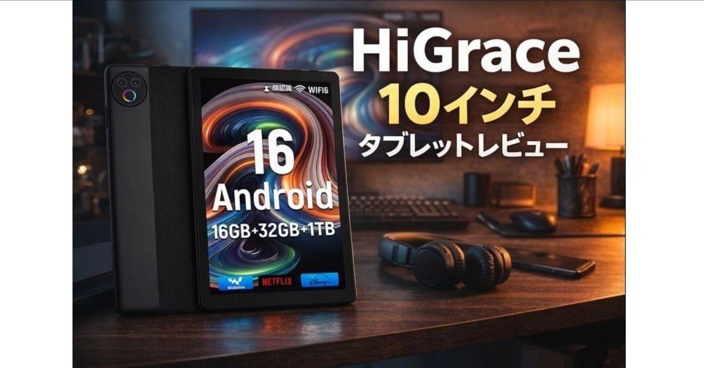 HiGrace タブレット10インチ評判は？Android16搭載でNetflixも高画質な