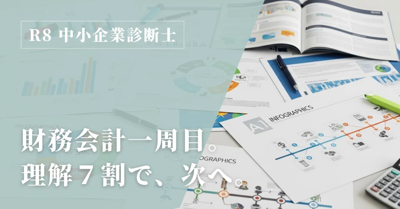 R8中小企業診断士】財務会計1周目終了。公式を覚えきらなくても前に