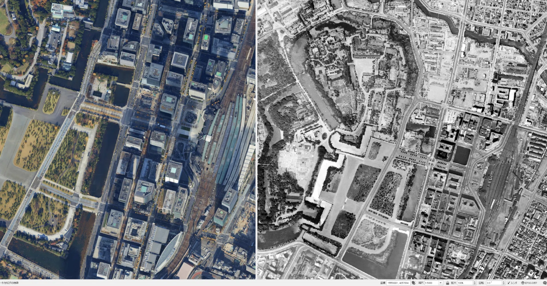 GIS探訪記①-1】東京駅を『透過』する。1945年と2026年を重ねて見えた