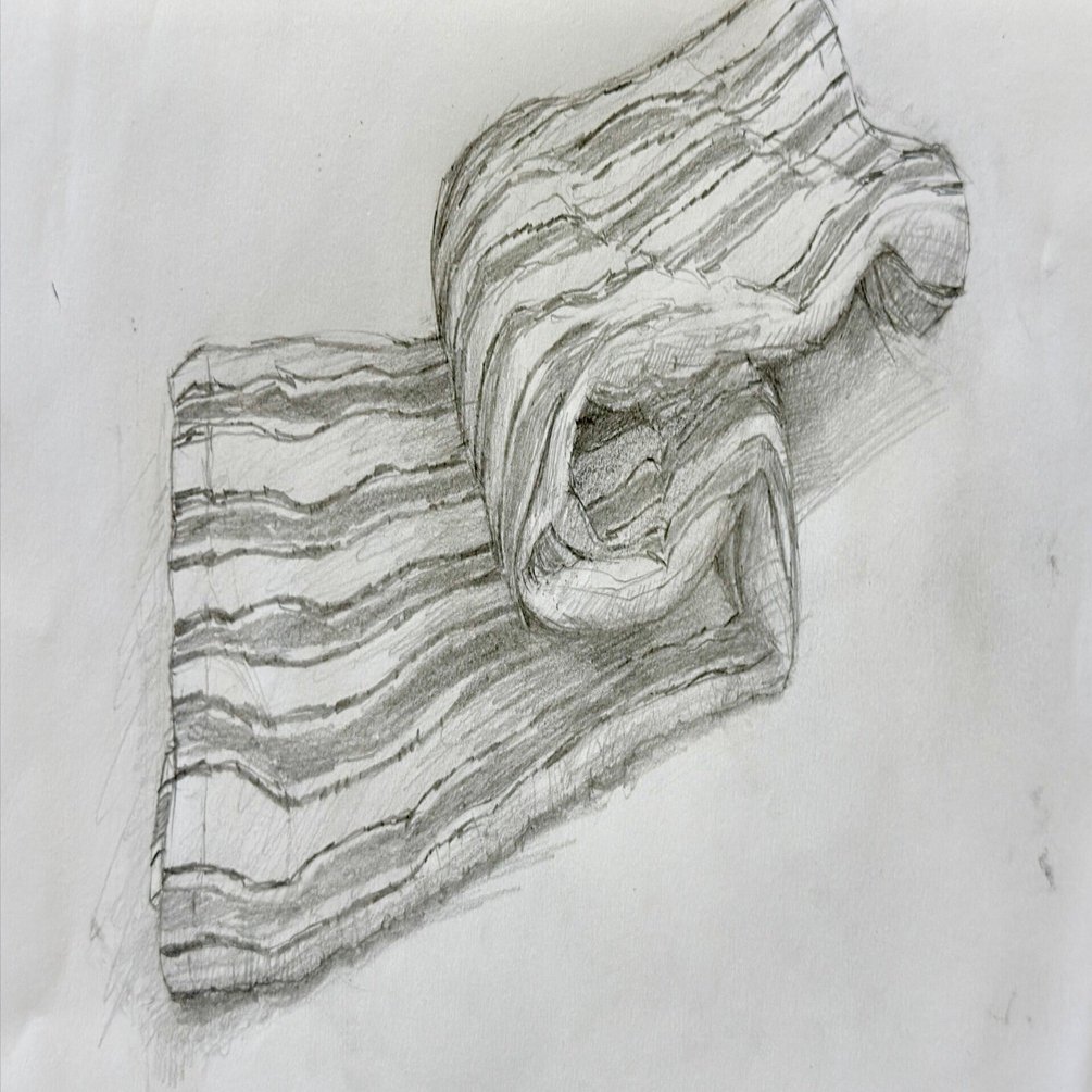 A crushed paper （鉛筆画） ティータオルをえんぴつで描く(#602)｜Ako(@akolamble)