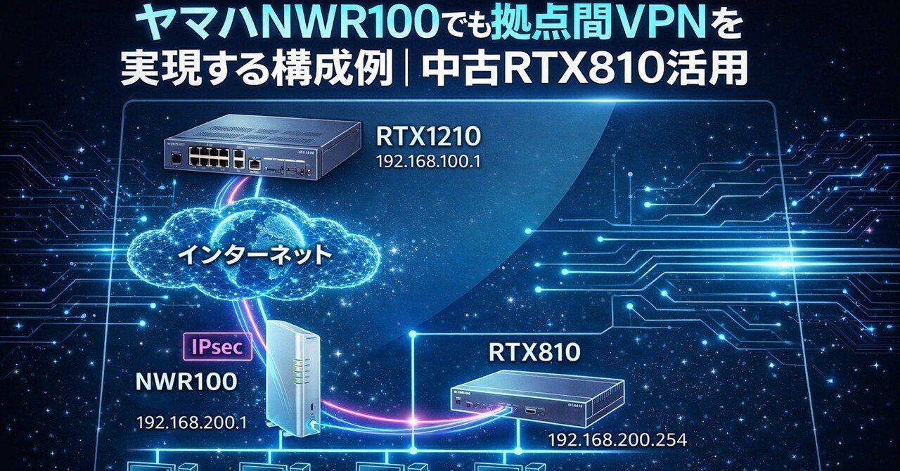 ヤマハNWR100でも拠点間VPNを実現する構成例｜中古RTX810活用｜IP実践道場