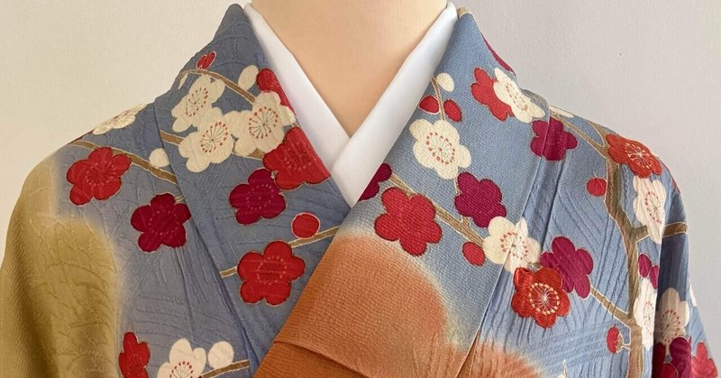 梅.水仙.雪輪のアンティーク訪問着