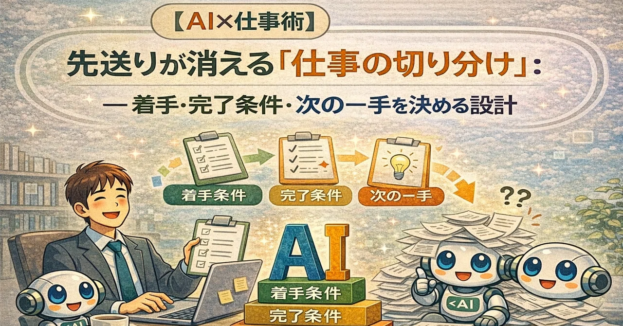 【AI×仕事術】先送りが消える「仕事の切り分け」：着手・完了条件・次の一手を決める設計｜umi@AIコンサルタント