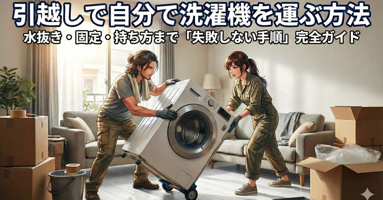 引越しで自分で洗濯機を運ぶ方法|水抜き・固定・持ち方まで「失敗しない手順」完全ガイド|けい@AIと共に未来を作るクリエイター🌈