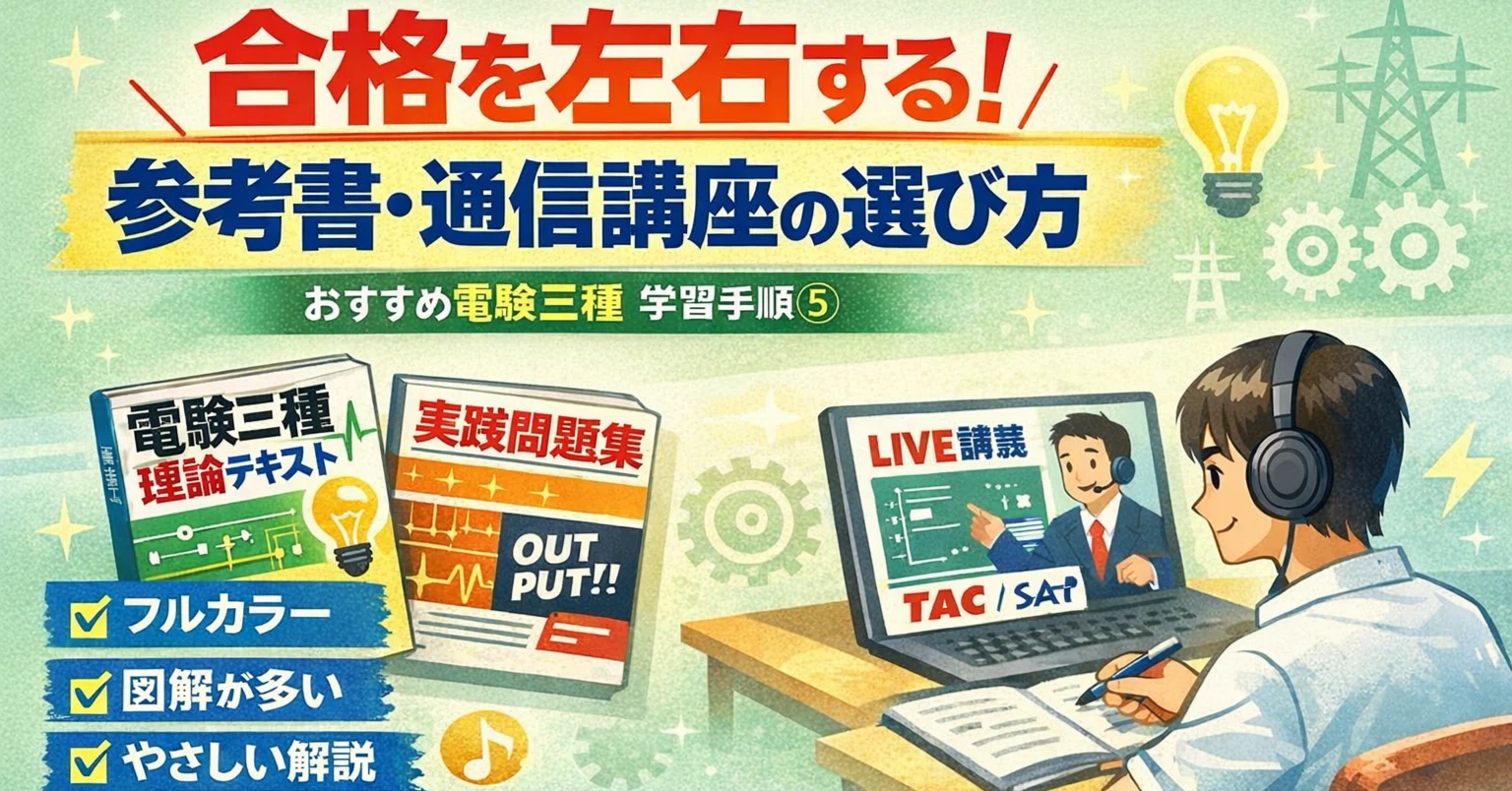 合格を左右する 電験3種 文系・初心者の【参考書・通信講座の選び方
