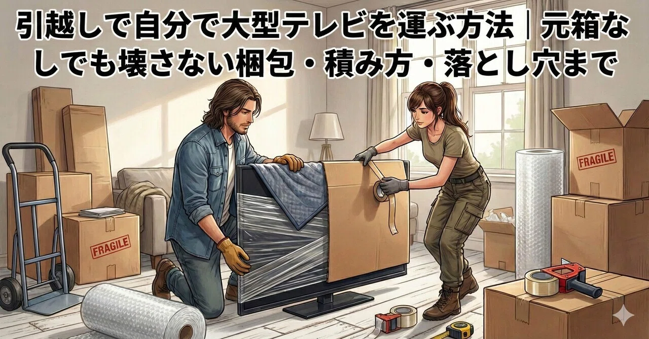 引越しで自分で大型テレビを運ぶ方法｜元箱なしでも壊さない梱包・積み 