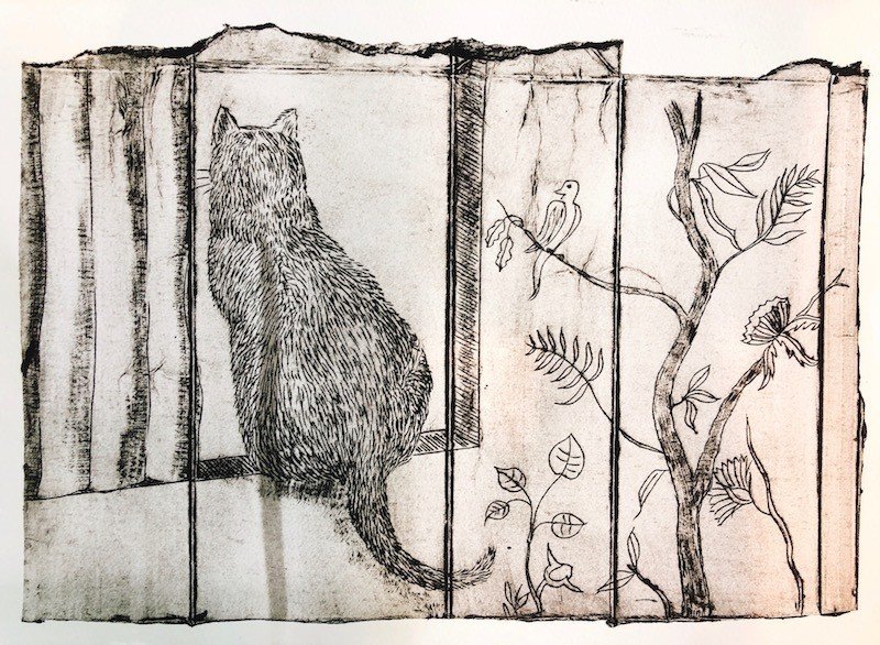 窓辺の猫｜月夜と猫