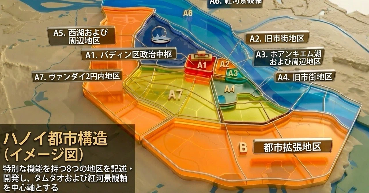 ハノイ市街地再編計画：100年ビジョンが描く首都の未来と投資への影響｜ベトナム経済研究会｜ベトテク太郎