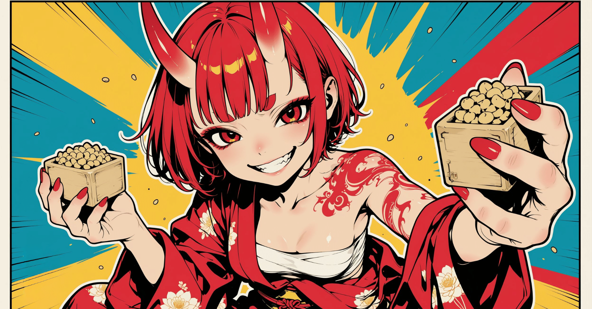 節分アートギャラリー|AIイラスト|和陰少女|となりの清水さん｜Kemmy