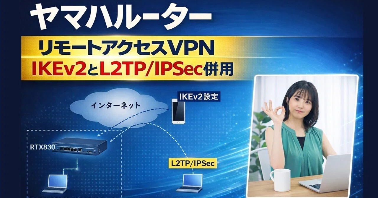 ヤマハルーター RTX830 IKEv2とL2TP併用 リモートアクセスVPN設定の