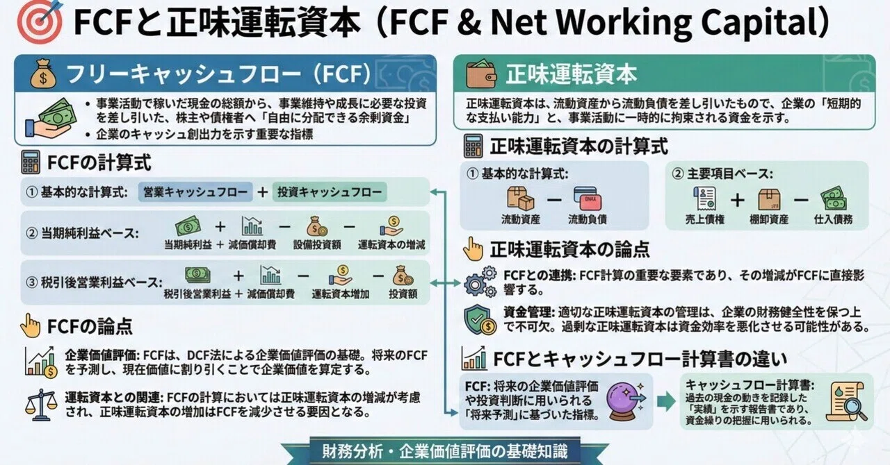 私の備忘録】FCFと正味運転資本について整理してみた｜ masayoshi 🍏