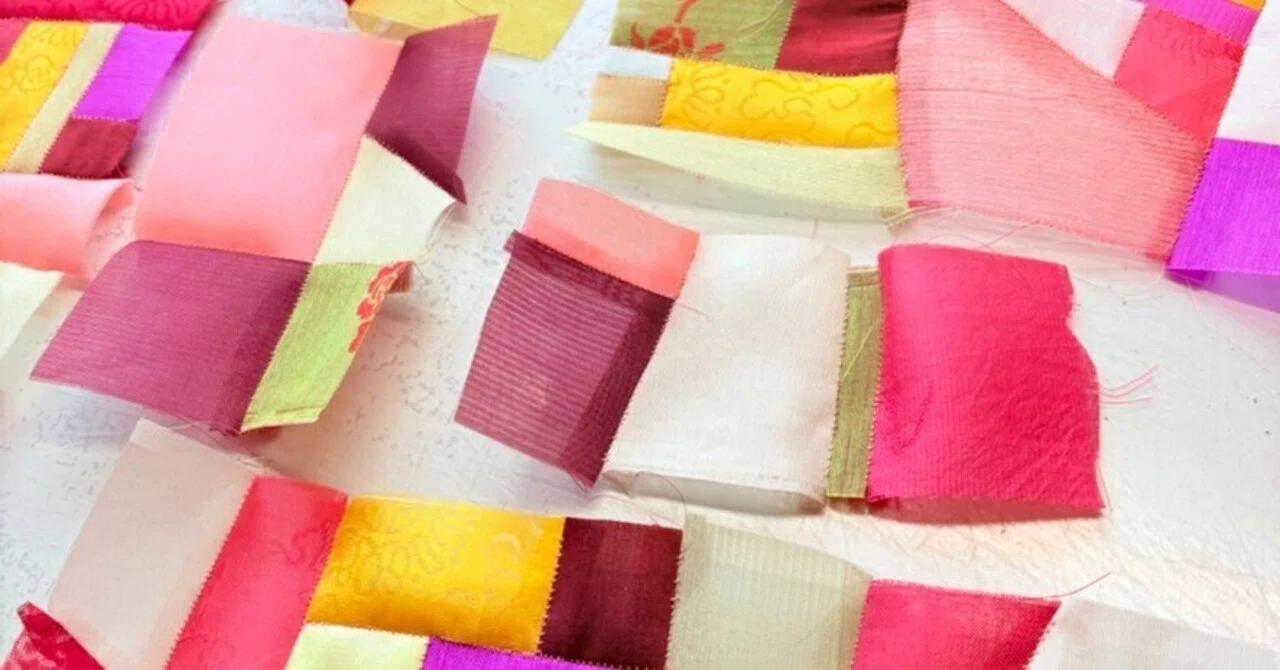 Pojagi Production Diary] Connecting warm-toned silk scraps, the
