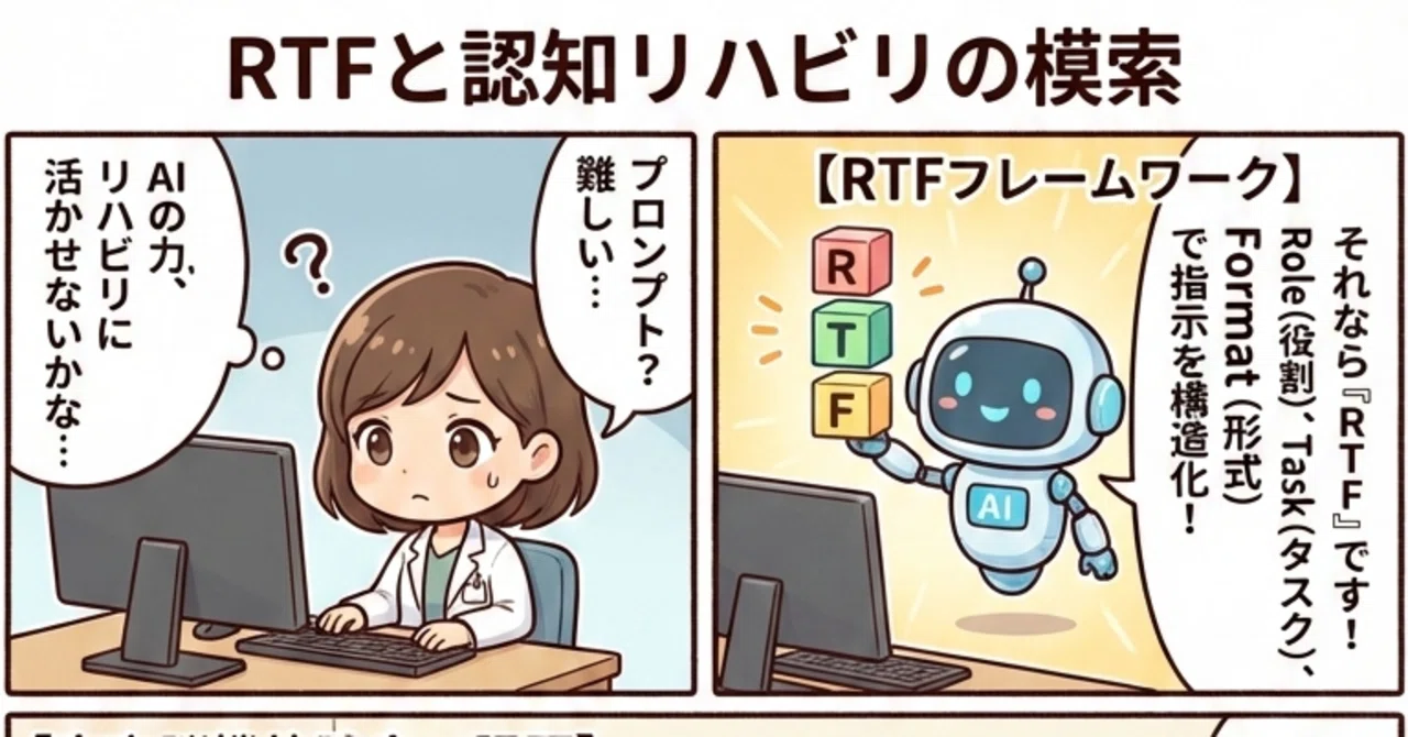 基本的なAIプロンプトエンジニアリングである「RTFフレームワーク」と、高次脳機能障害のコンピュータ訓練開発の模索｜高次な人間脳機能と生成AI ...