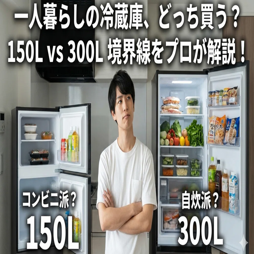 プロが回答】一人暮らしの冷蔵庫、150Lと300Lどっち？結論は「自炊頻度