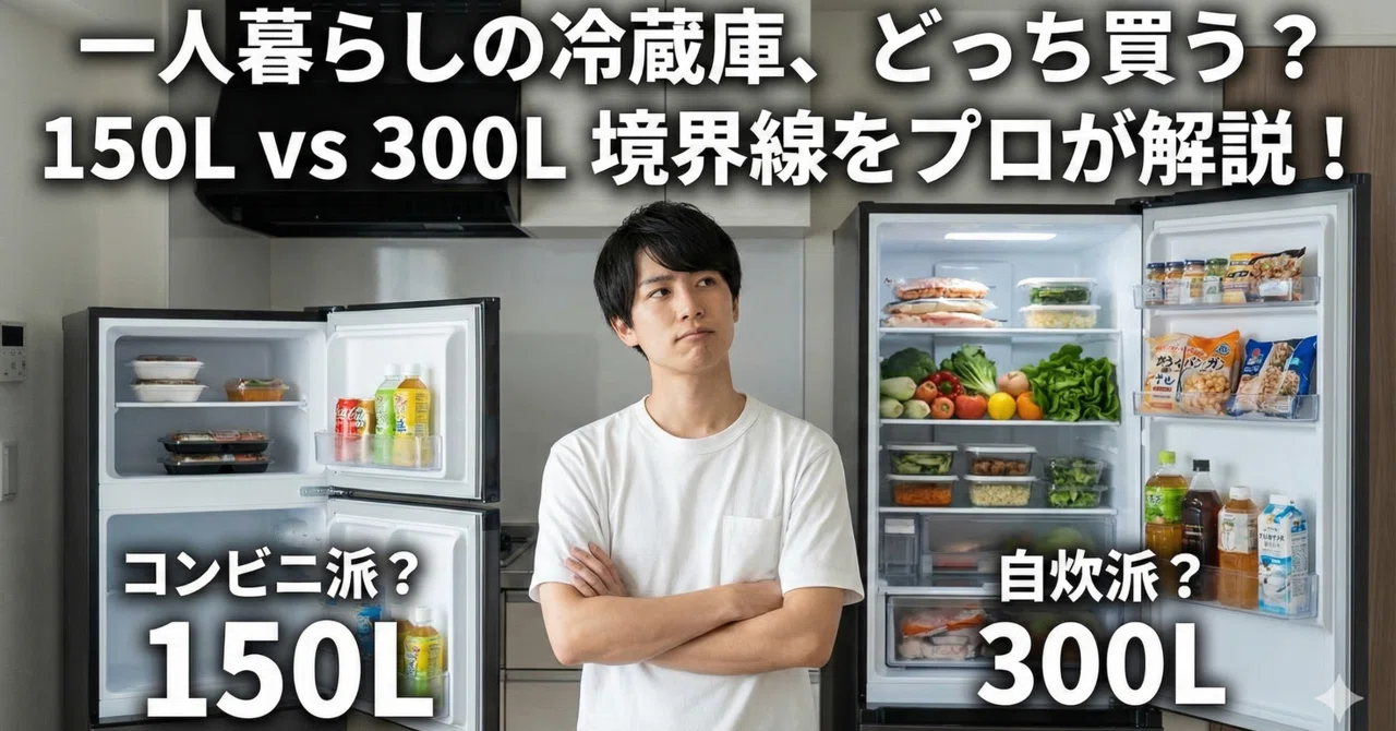 プロが回答】一人暮らしの冷蔵庫、150Lと300Lどっち？結論は「自炊頻度