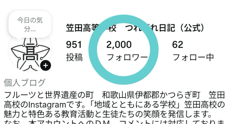 【笠田高校】笠田高校つれづれ日記　2000フォロワー達成！！