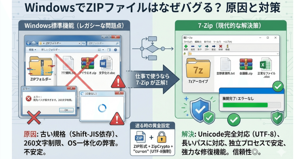 WindowsでZIPファイルはなぜバグる？【明快解説】009 (2026.2.4追記A