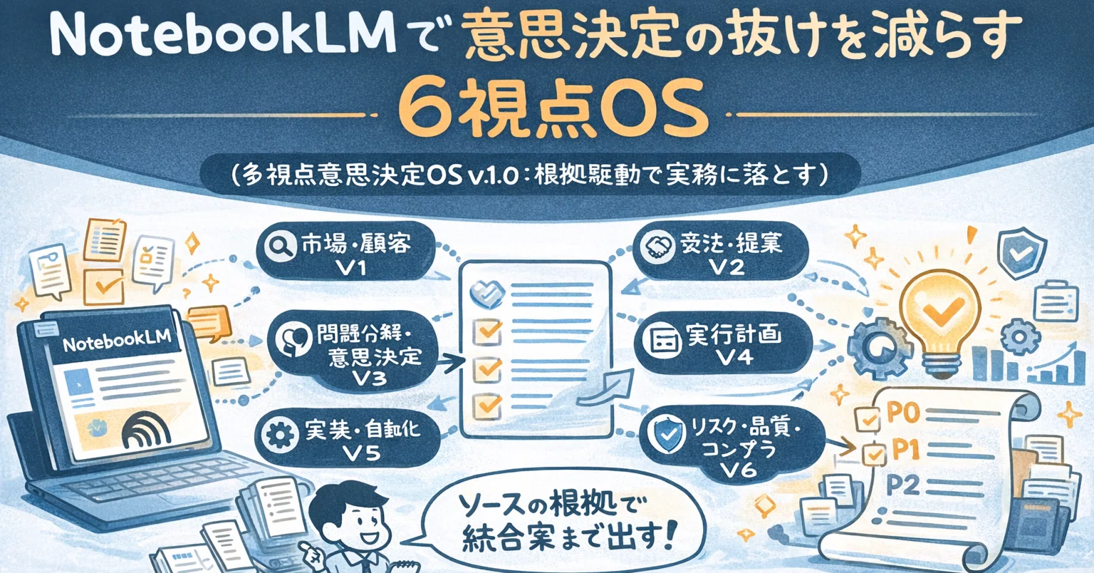 NotebookLMで意思決定の抜けを減らす6視点OS｜hirokaji