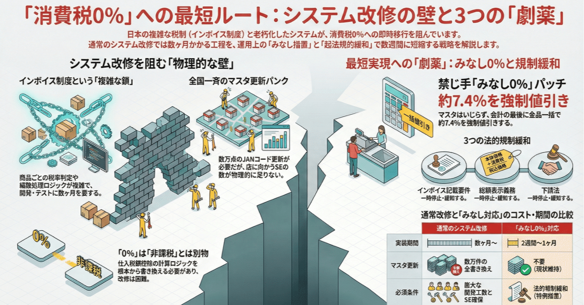消費税0％の現実：なぜ「1ヶ月」はシステムと経理にとって重荷なのか