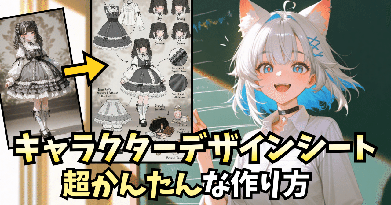 PixAIならクリック一発！AIで本格的な「キャラクターデザインシート