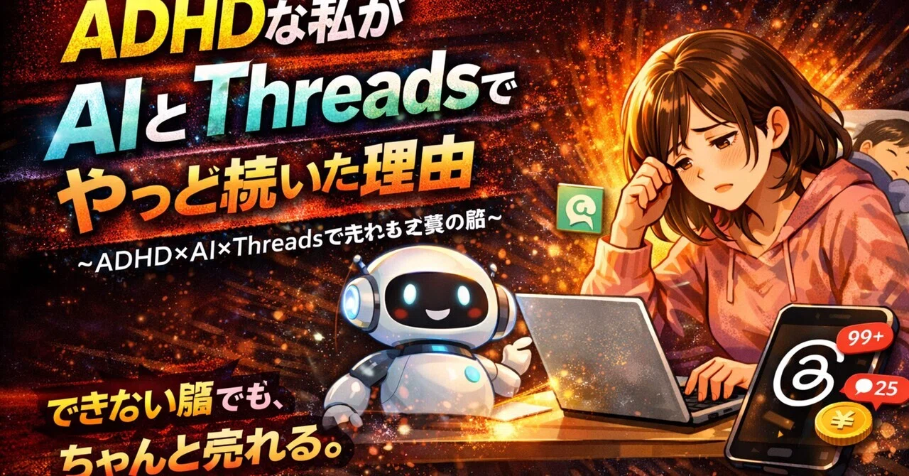 Threads Adhd ADHDな私がAIとThreadsで「やっと続いた」理由|しんどい母のひとりごと