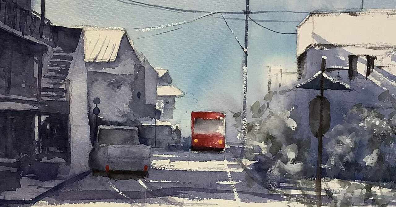 雪の朝のバス通り[鎌倉宮]｜m_kino