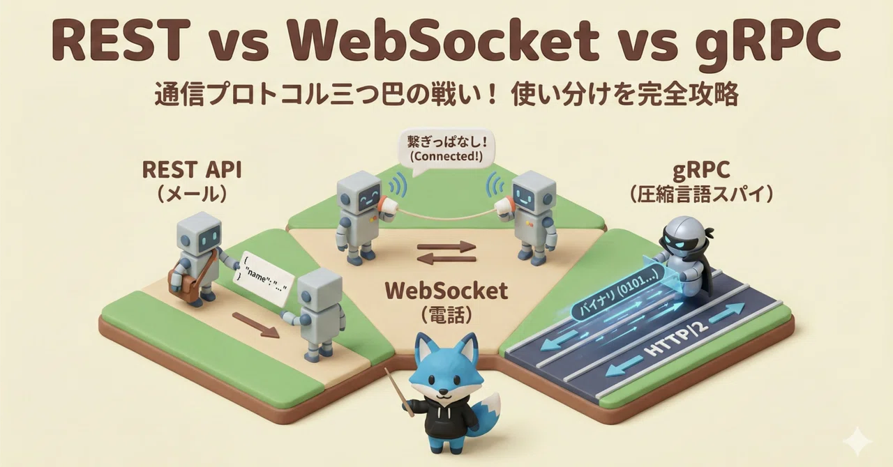 REST vs WebSocket vs gRPC|通信プロトコルの違いをアナロジーで完全解説|Conta | AIエンジニア / クラウドエンジニア