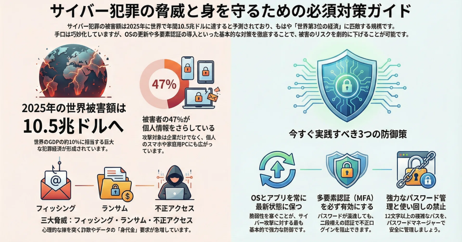 サイバー犯罪とは？10種類の手口と今すぐできる対策【2026年版】｜未来