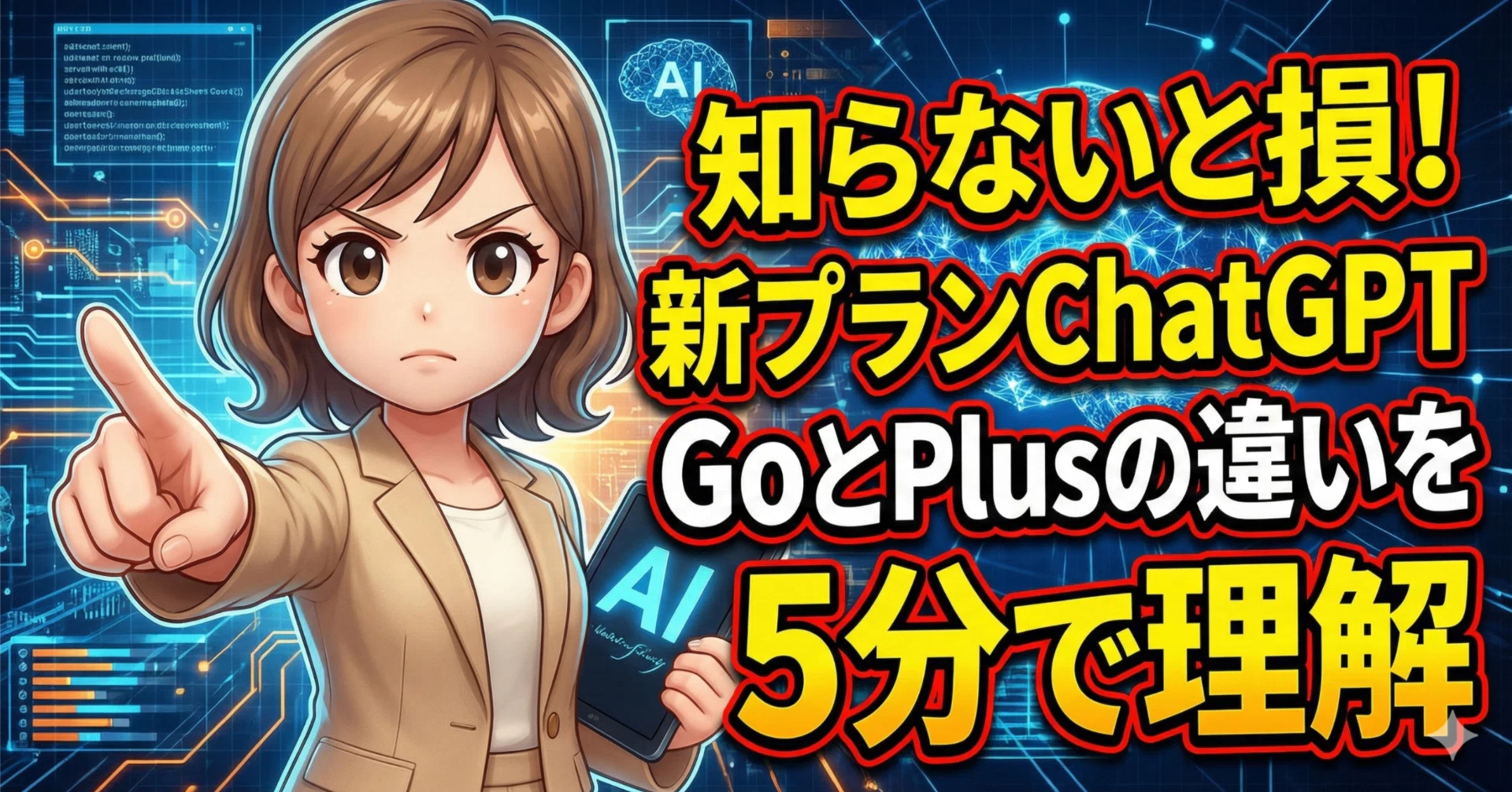 知らないと損！新プランChatGPTGoとPlusの違いを5分で理解｜このみ