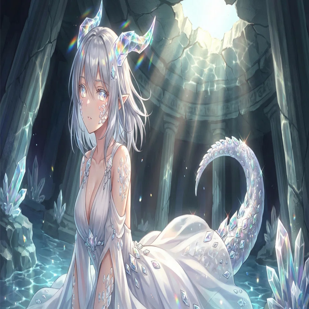 プロンプト配布】 「クリスタル・ドラゴン少女」幻想イラスト作成｜rin39