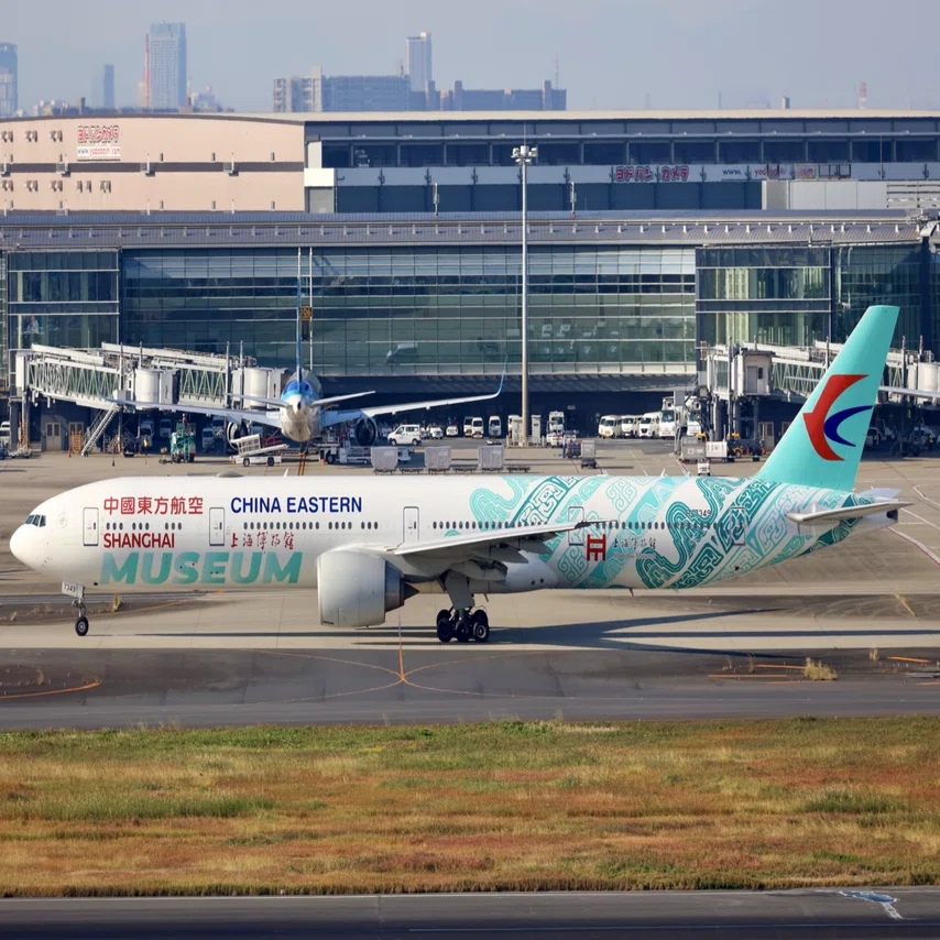 中国東方航空の目立つ特別塗装の飛行機｜たっきー