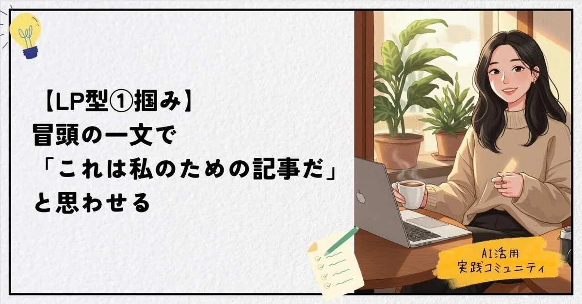 [LP Type ① Hook] Make them think 'This article is for me' in the very ...