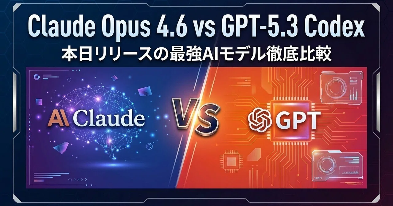 Claude Opus 4.6 vs GPT-5.3 Codex サブタイトル: 本日リリースの最強AIモデル徹底比較｜GeneLab