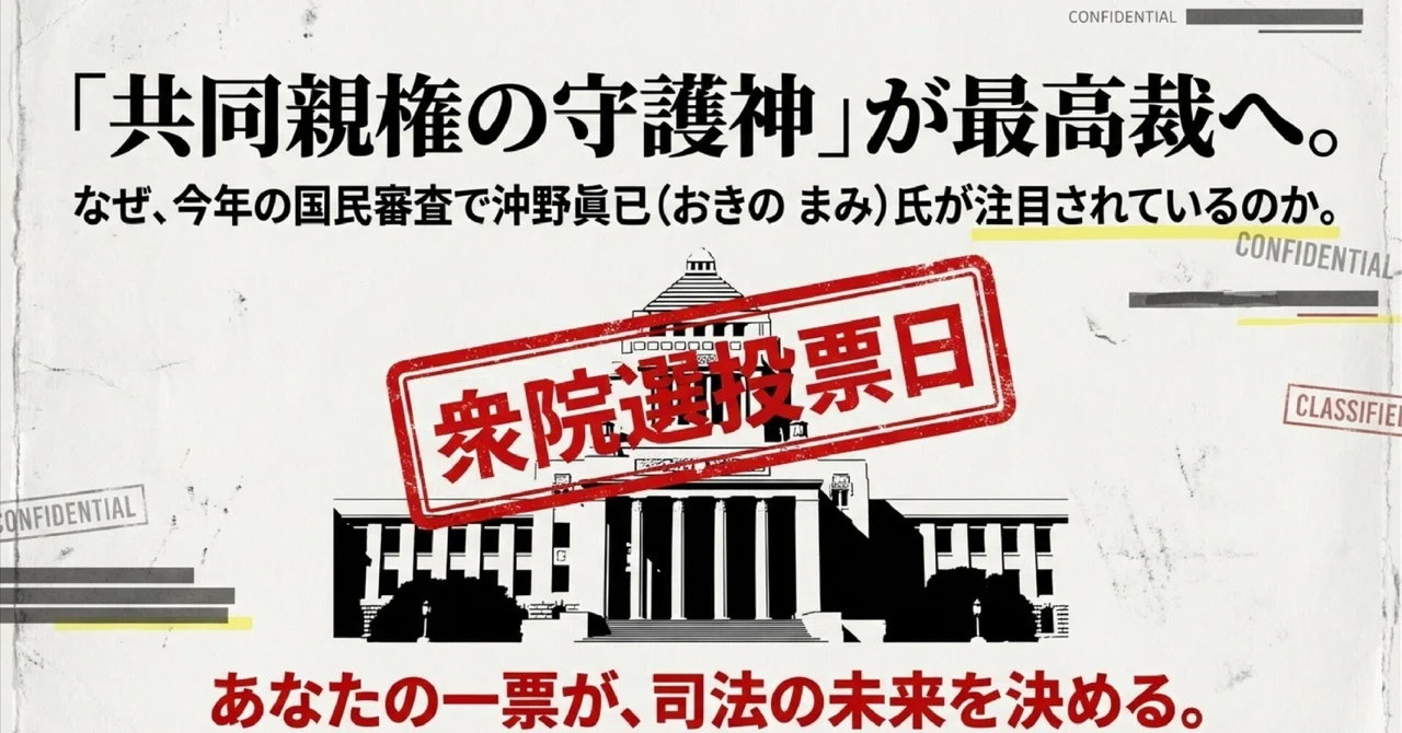AI作成】「共同親権の守護神」が最高裁へ。なぜ、今年の国民審査で沖野