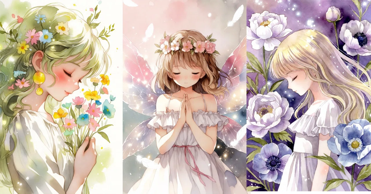 GrokとMeta AIで水彩画風女の子のイラストを作ってみた！プロンプト5選