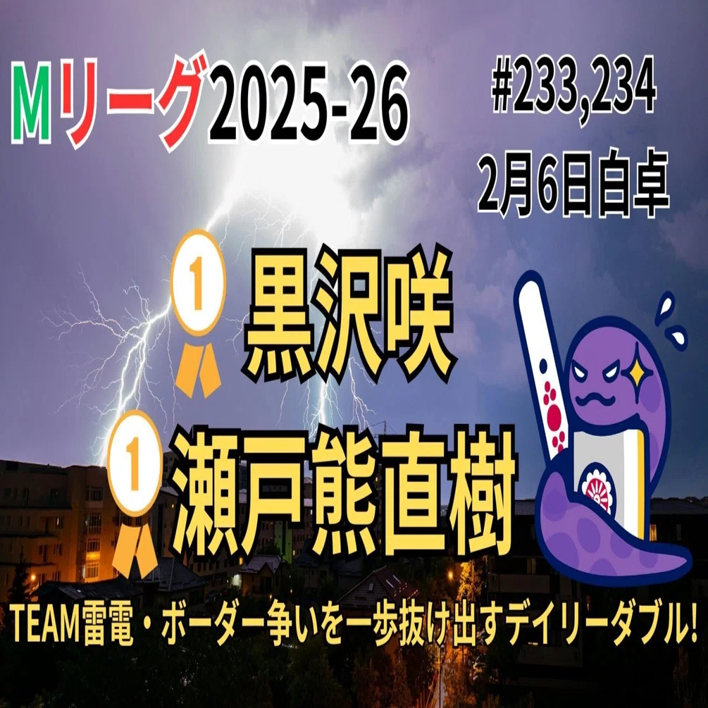 Mリーグ2025-26 2月6日白卓 NAGA解析/TEAM雷電・黒沢咲プロと瀬戸熊