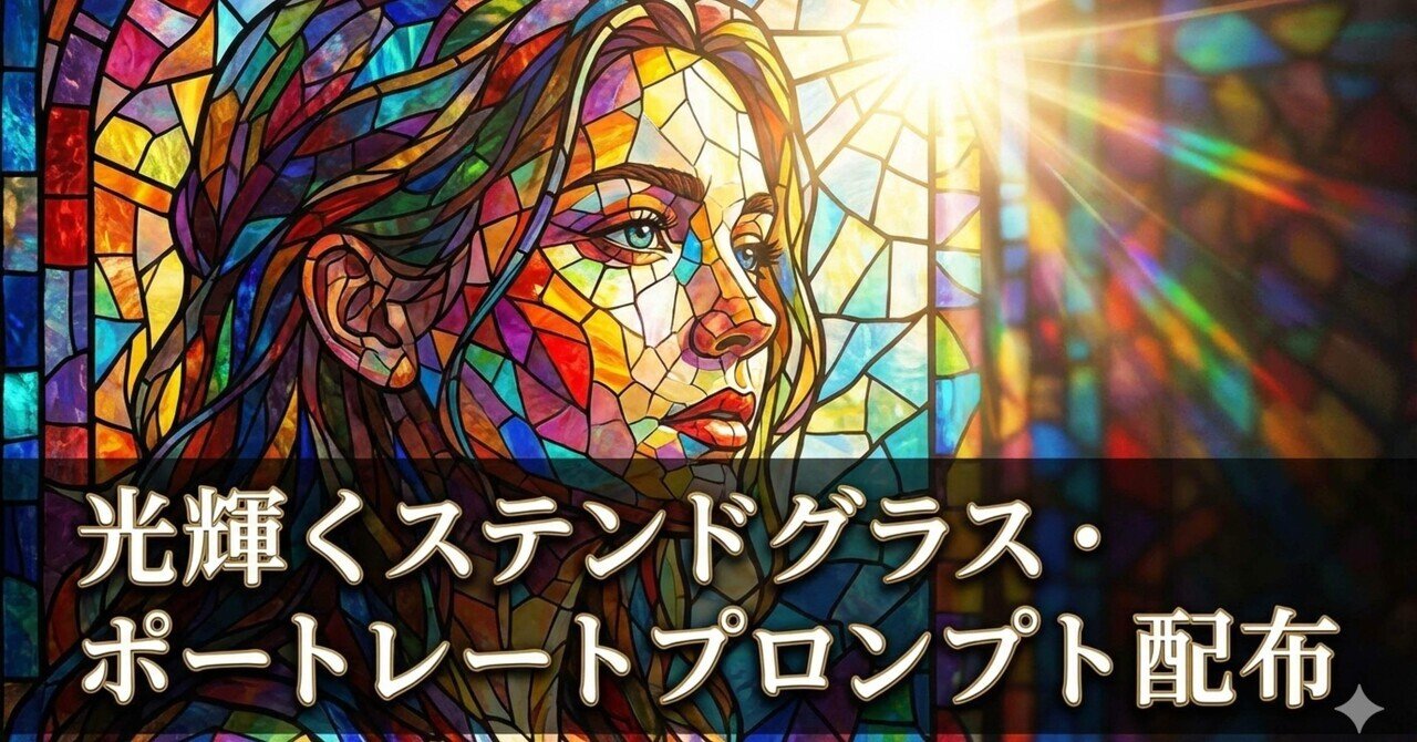プロンプト配布】光のアートを纏う。ステンドグラス風ポートレート｜た