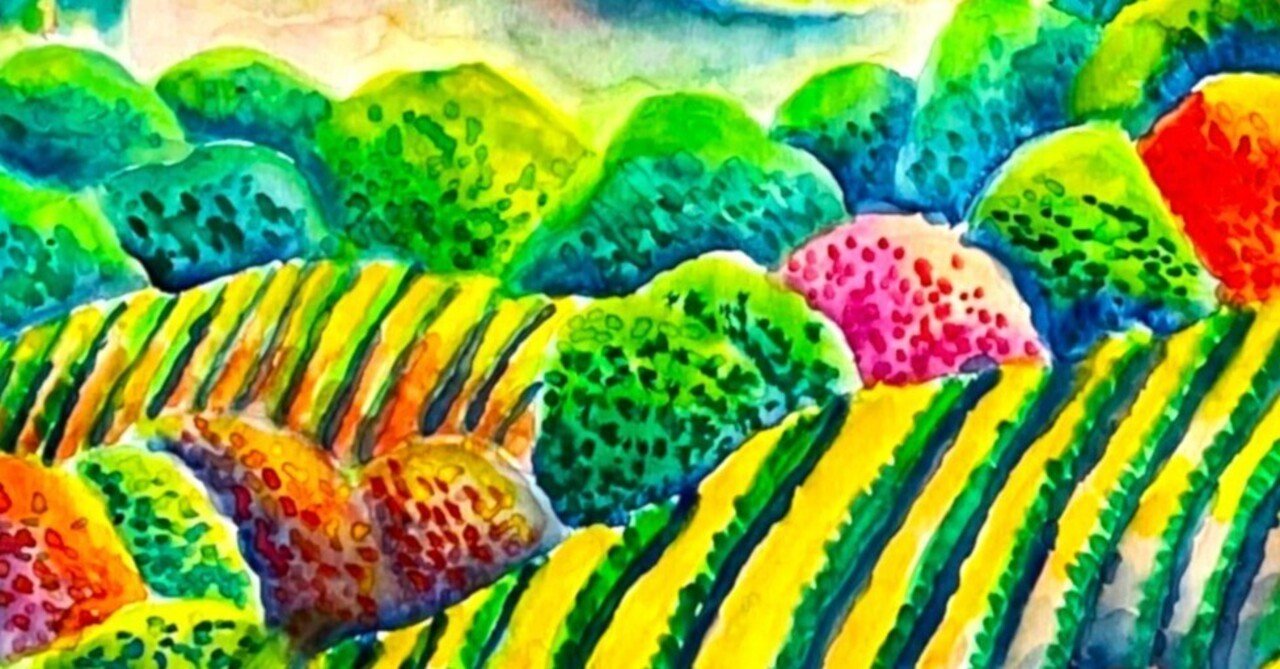 水彩 -21：「山水図-2」あるいは「隠遁主義」｜オサムエバタ