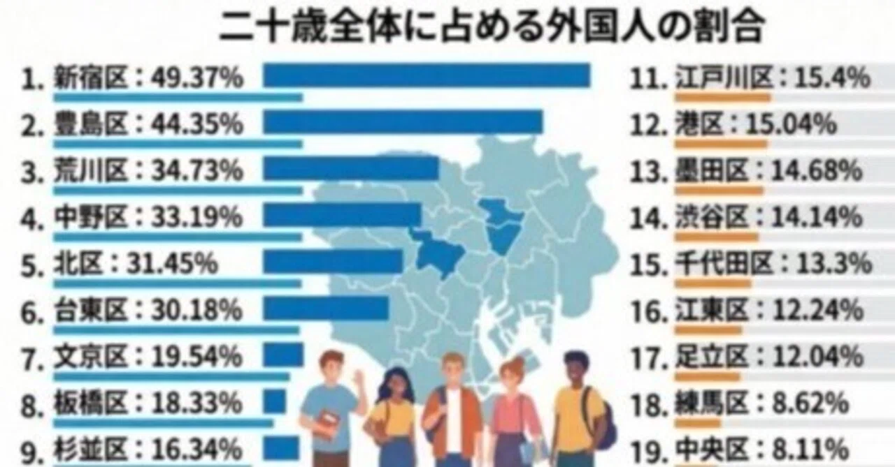 都心若年層の外国人比率32%超え、衝撃データが話題に