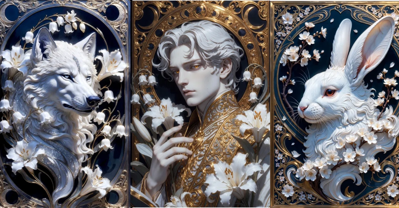 AI画像生成で作る「アール・ヌーヴォー大理石レリーフ」プロンプト配布