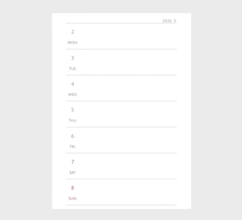 Free Download] A7 Weekly Left 2026.3-5 Planner Refill｜saki＿note