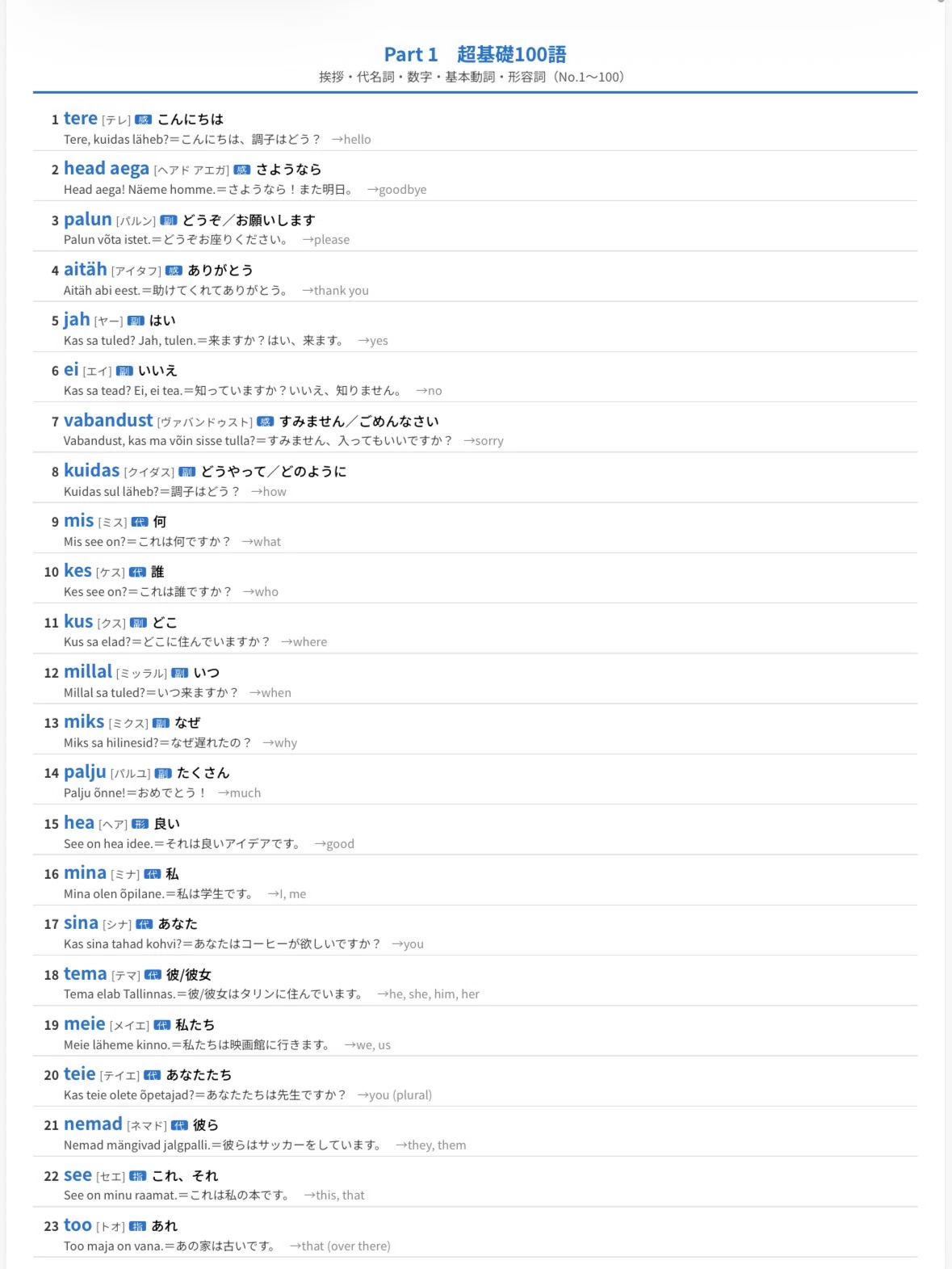 🇪🇪 エストニア語 単語帳 ｜基礎300語｜世界のことば学習館