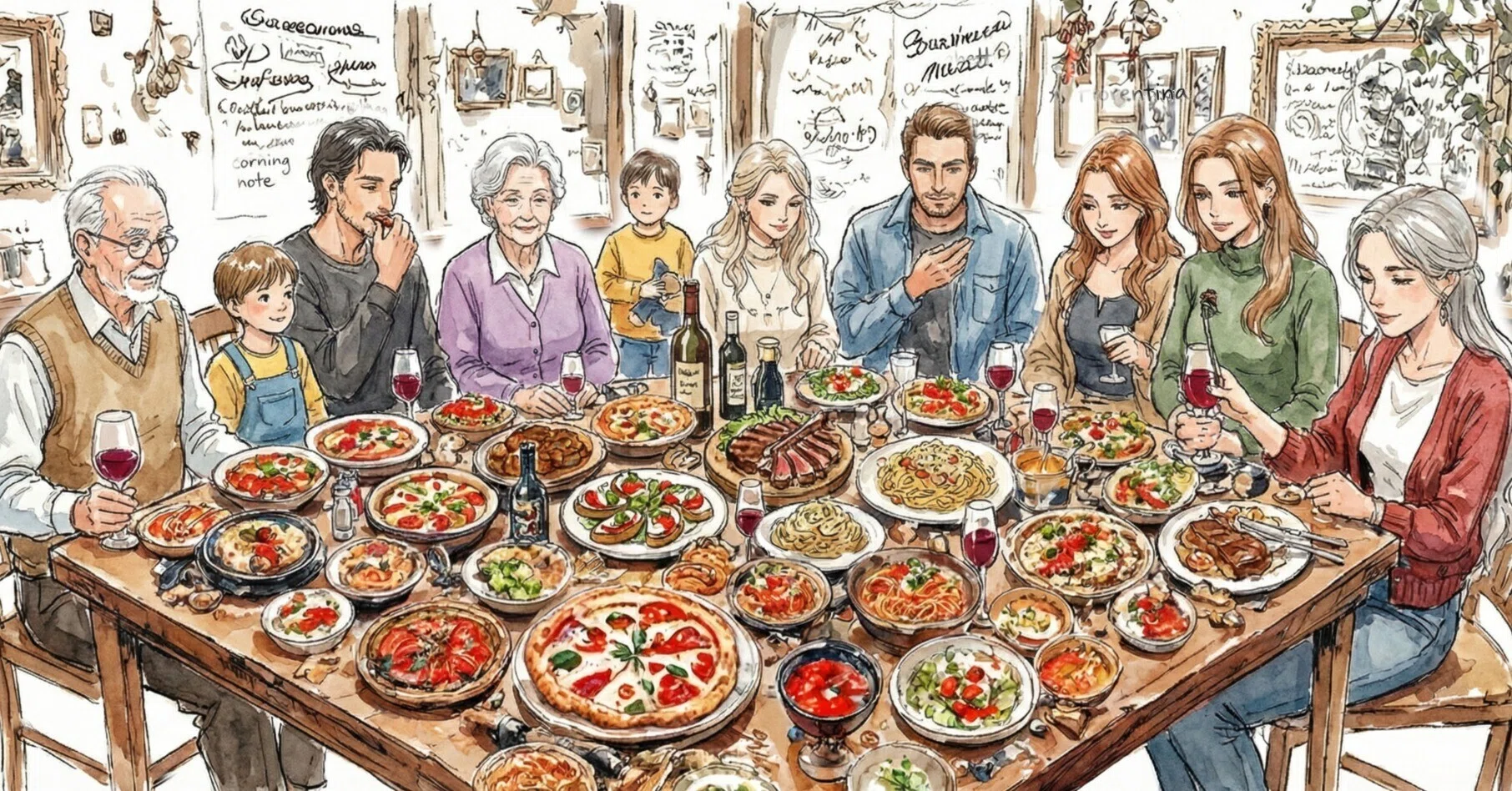好きな絵を描く）｜2026.2.8｜イタリアの夕食はGEMINIが教えてくれた
